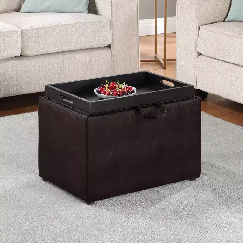 Pouf de rangement Luxe Comfort avec plateau supérieur réversible