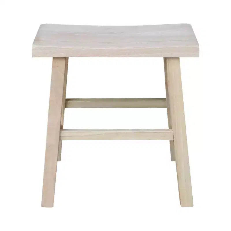Tabouret de bar 45 cm, siège bois massif, finition naturelle : Hévéa durable, aucun assemblage requis