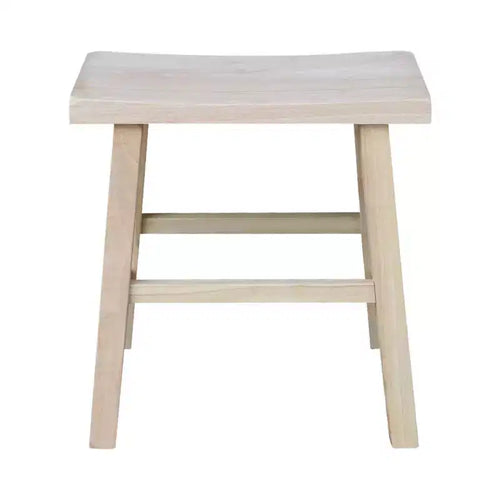 Tabouret de bar 45 cm, siège bois massif, finition naturelle : Hévéa durable, aucun assemblage requis