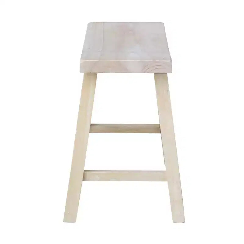 Tabouret de bar 45 cm, siège bois massif, finition naturelle : Hévéa durable, aucun assemblage requis