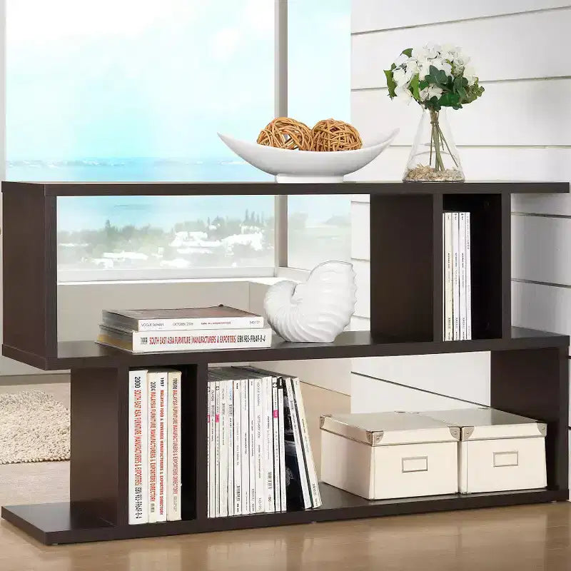 Étagère moderne à 2 niveaux 27,5" marron foncé