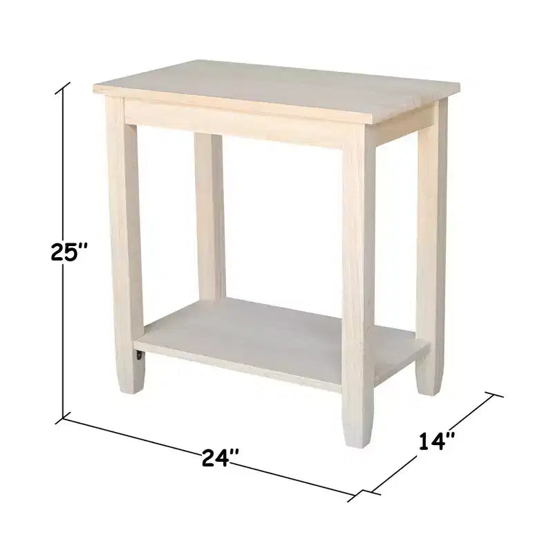 Table d'appoint Solano : Bois d'hévéa durable, Rectangulaire, Étagère de rangement