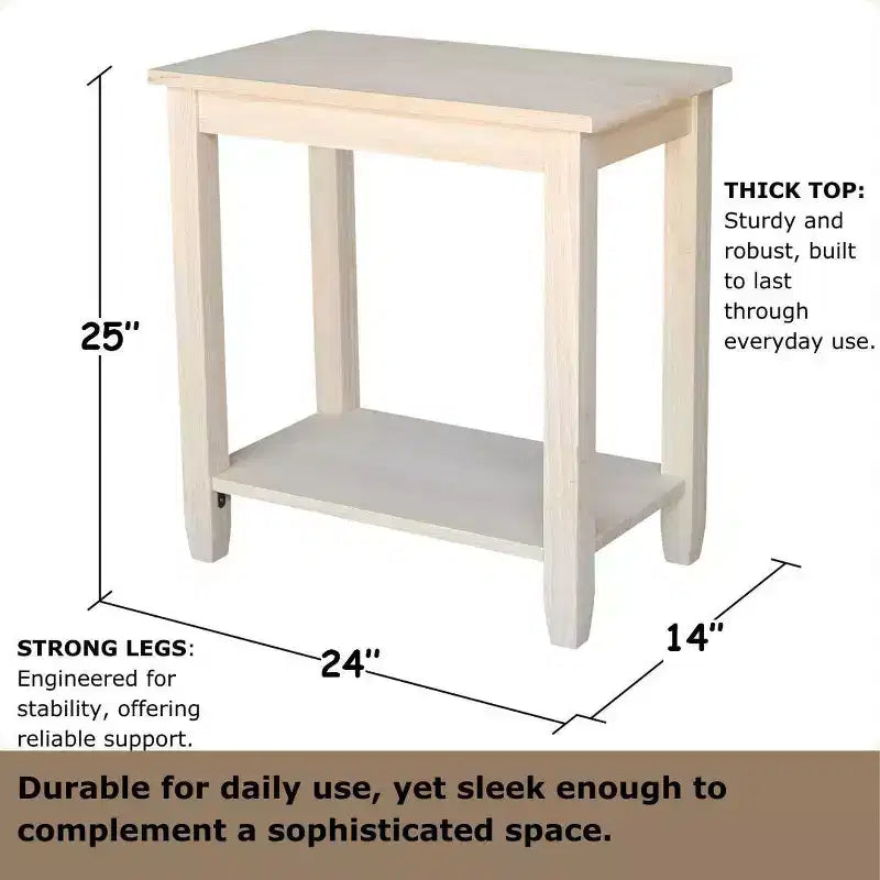Table d'appoint Solano : Bois d'hévéa durable, Rectangulaire, Étagère de rangement