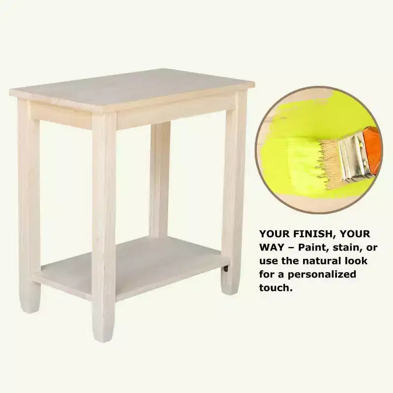 Table d'appoint Solano : Bois d'hévéa durable, Rectangulaire, Étagère de rangement
