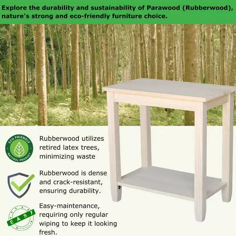 Table d'appoint Solano : Bois d'hévéa durable, Rectangulaire, Étagère de rangement